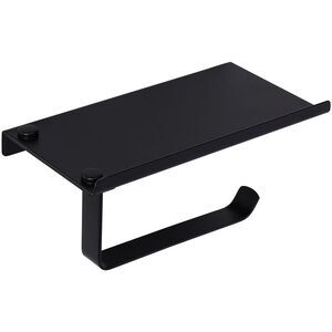Toilet Paper Holder with Phone Shelf Stainless Steel Wall Mounted Matte Black